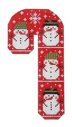 Red Snowman Candy Cane Painted Canvas Danji Designs - 1