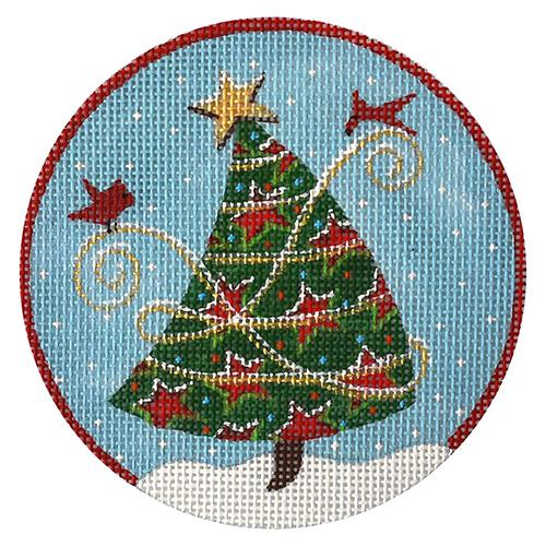 Red Stars Whimsical Tree Painted Canvas PLD Designs - 1