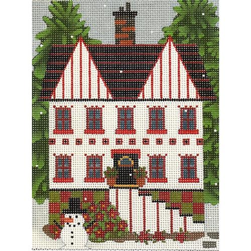 Red Striped Roof House Painted Canvas Melissa Shirley Designs - 1