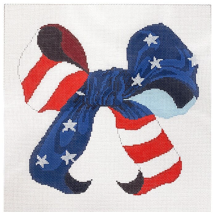Red White Blue Bow 2 Painted Canvas All About Stitching/The Collection Design - 1