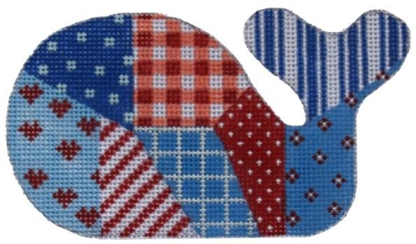 Red White Blue Plaid Whale Painted Canvas Kate Dickerson Needlepoint Collections - 1