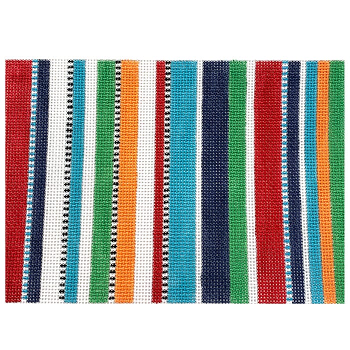 Red White Orange Green Blue Striped Clutch Painted Canvas Kristine Kingston - 1