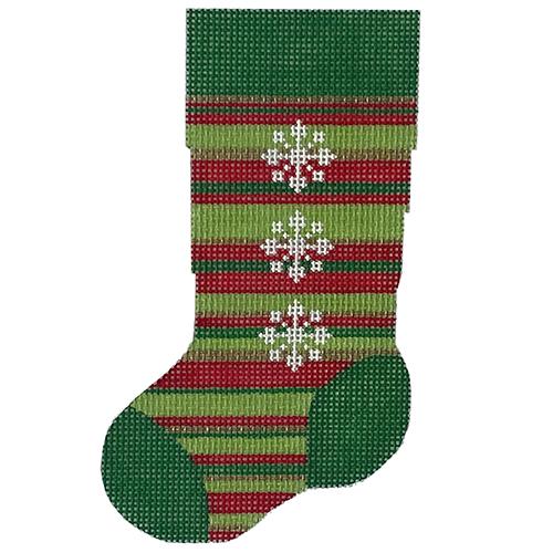 Red/Green Stacked Snowflake Mini Stocking Painted Canvas Pepperberry Designs - 1