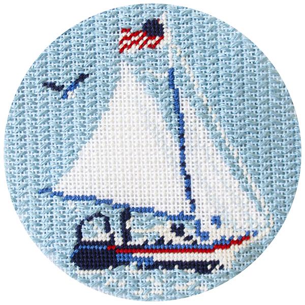 Regatta Round   Clipper Printed Canvas Needlepoint To Go