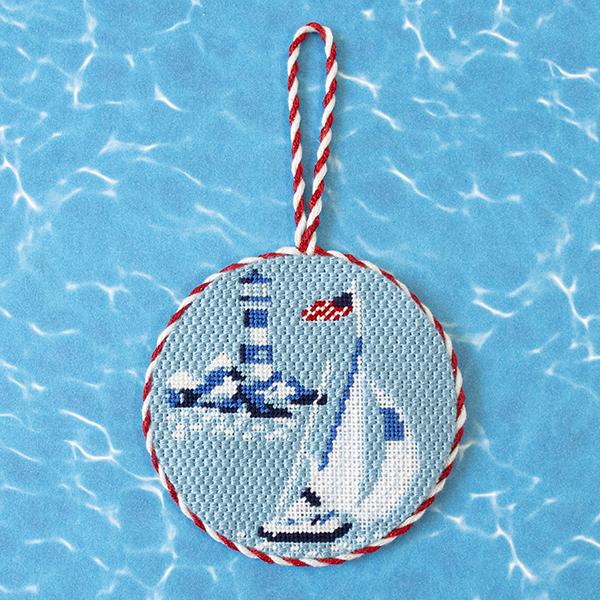 Regatta Round - Yacht & Lighthouse Kit Kits Needlepoint To Go 