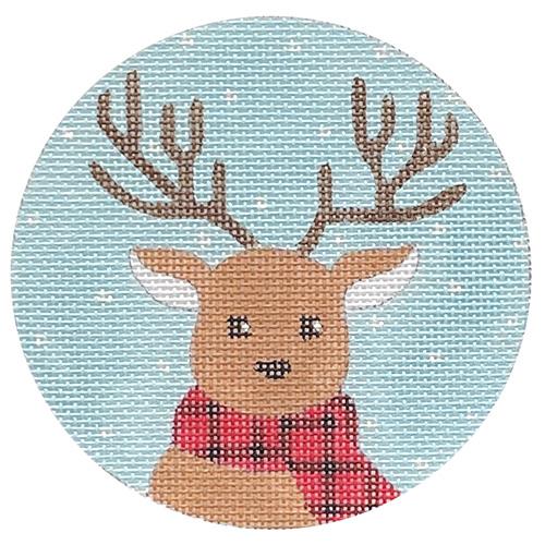 Reindeer in Scarf Painted Canvas Alice Peterson Company - 1