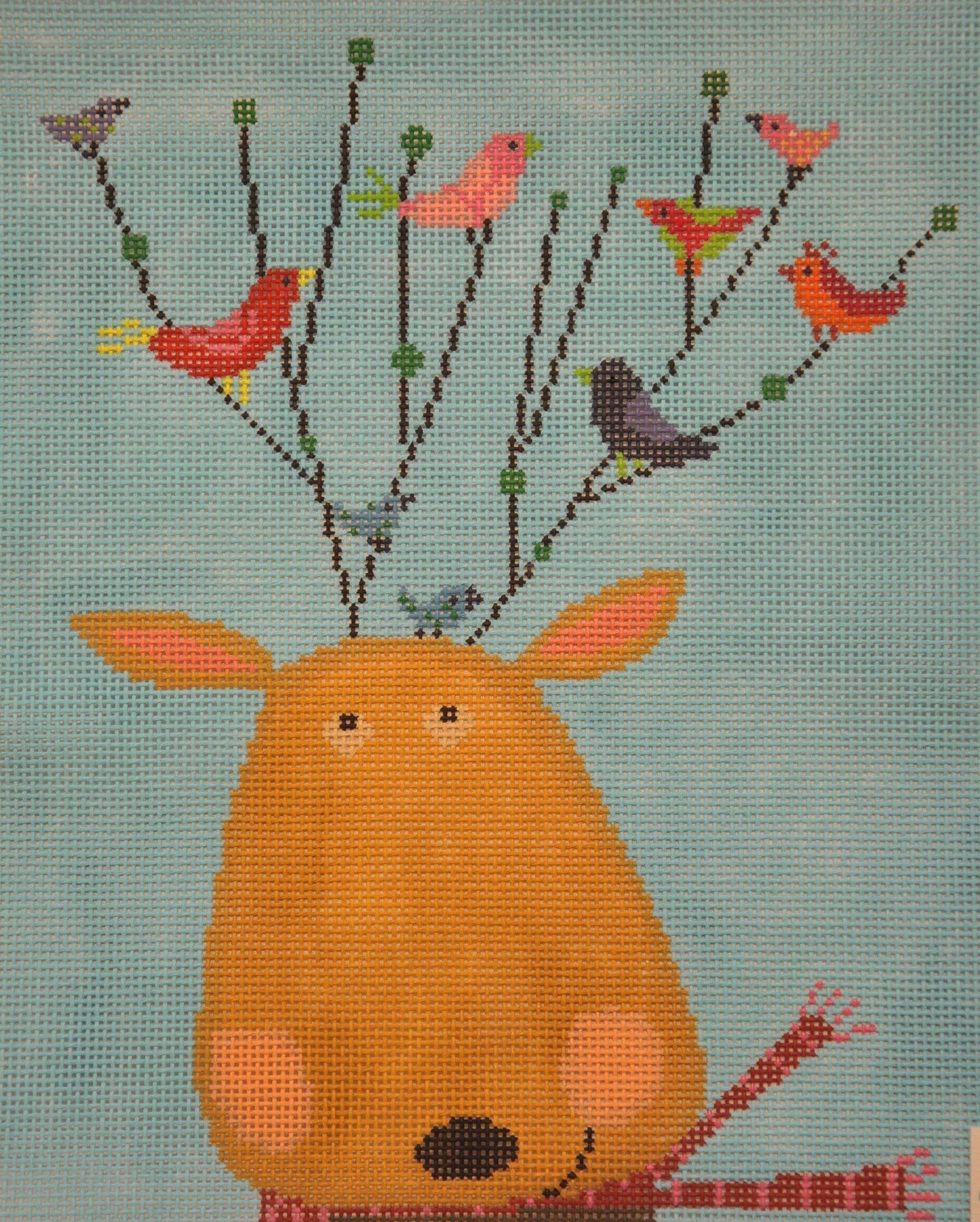 Reindeer Perch Painted Canvas Birds of a Feather