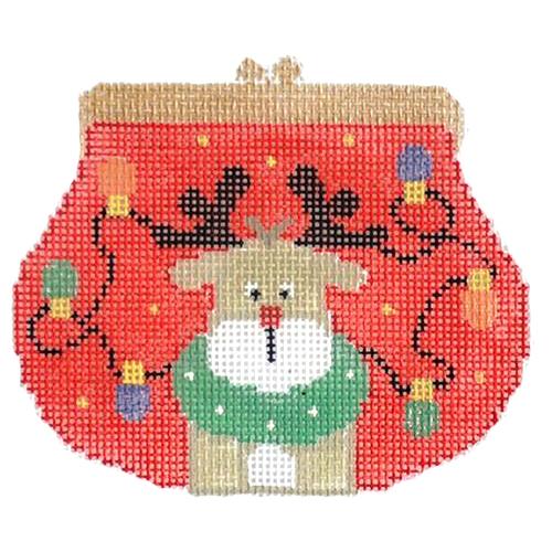 Reindeer Purse with Stitch Guide Painted Canvas Kathy Schenkel Designs 