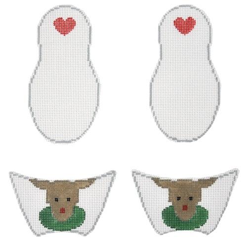 Reindeer Slippers Painted Canvas Kathy Schenkel Designs - 1