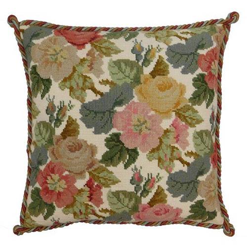 Needlepoint Pillows - Floral with Roses Needlepoint Pillow