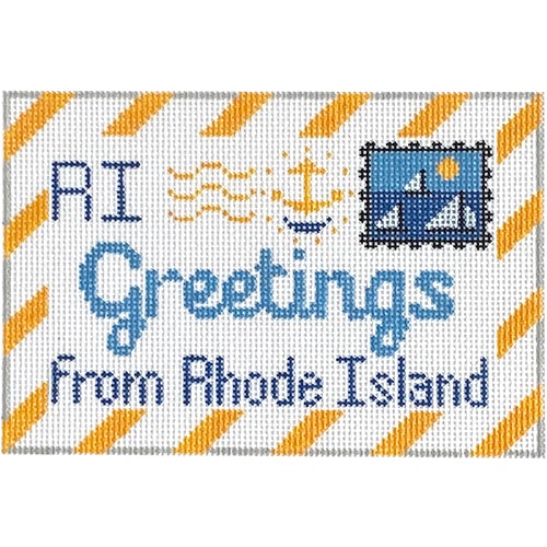 Rhode Island Letter Painted Canvas Rachel Donley - 1