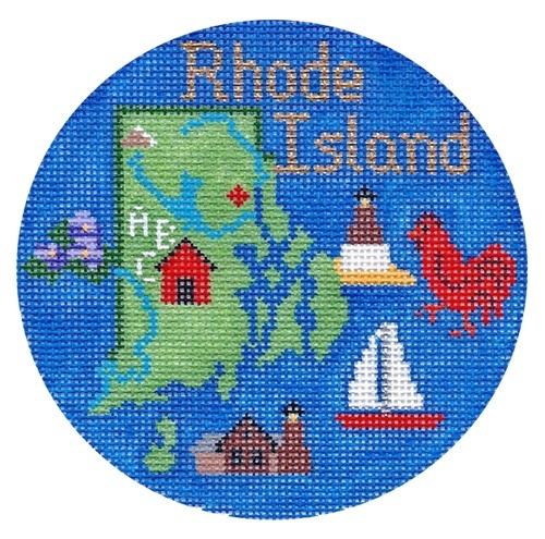 Rhode Island Ornament Painted Canvas Silver Needle - 1