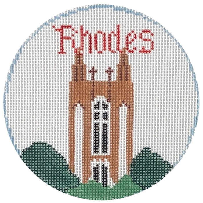 Rhodes College Memphis Round Painted Canvas Kathy Schenkel Designs - 1