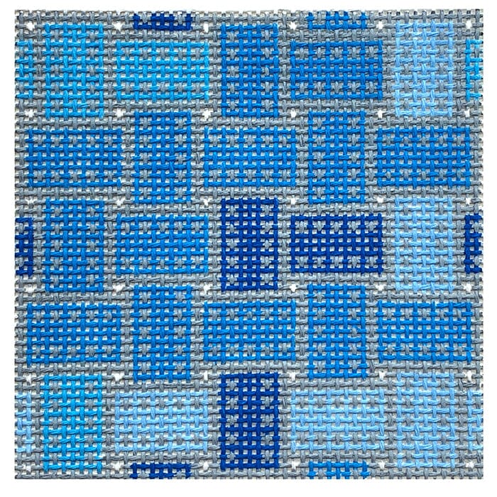Ribbon 4x4 Insert - Denim Painted Canvas Anne Fisher Needlepoint LLC
