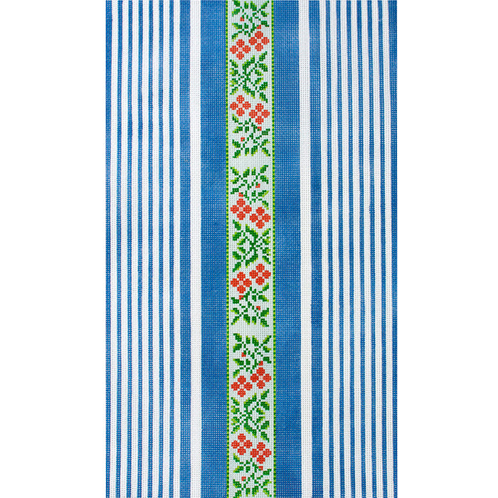 Ribbon Ticking Trifold Clutch Painted Canvas KCN Designers - 1