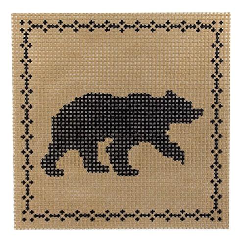 Right Facing Black Bear Painted Canvas The Plum Stitchery - 1