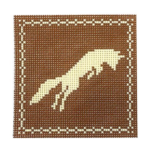 Right Facing Leaping Fox Painted Canvas The Plum Stitchery