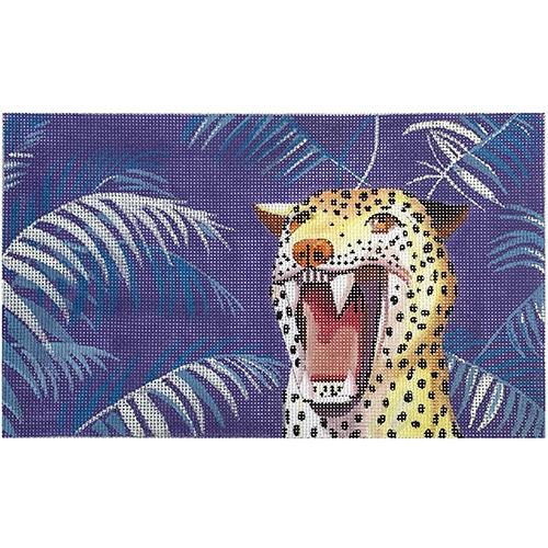 Roaring Leopard Purple Background Painted Canvas Colors of Praise - 1