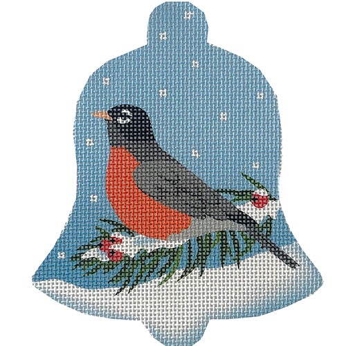 Robin Snow Bell Painted Canvas Pepperberry Designs - 1