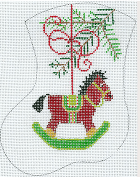 Rocking Horse Mini Stocking Painted Canvas The Meredith Collection - 1