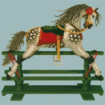 Rocking Horse Needlepoint Kit Kits Elizabeth Bradley Design Pale Blue