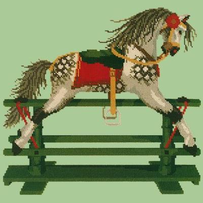 Rocking Horse Needlepoint Kit Kits Elizabeth Bradley Design Pale Green