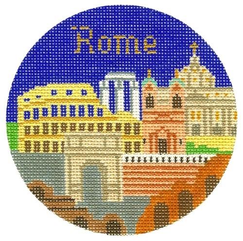 Rome Ornament Painted Canvas Silver Needle - 1