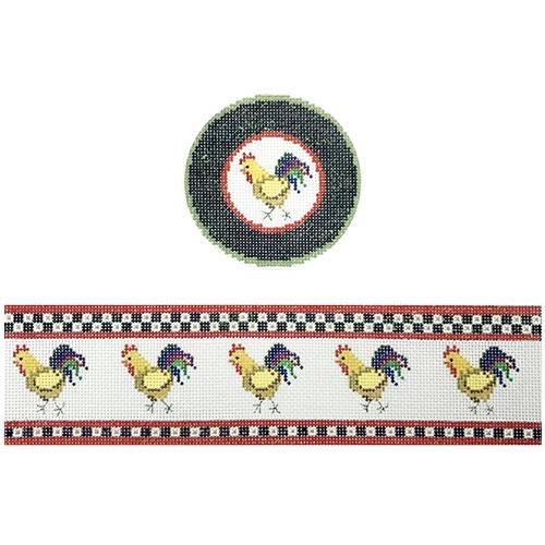 Roosters Hinged Box with Hardware Painted Canvas Funda Scully - 1