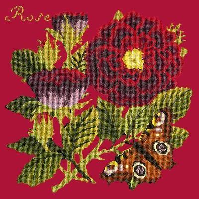 Rose Needlepoint Kit Kits Elizabeth Bradley Design Bright Red - 14