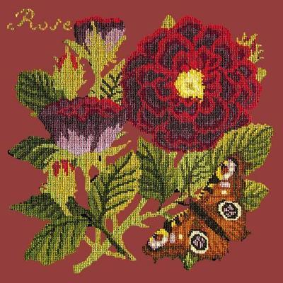 Rose Needlepoint Kit Kits Elizabeth Bradley Design Dark Red - 15