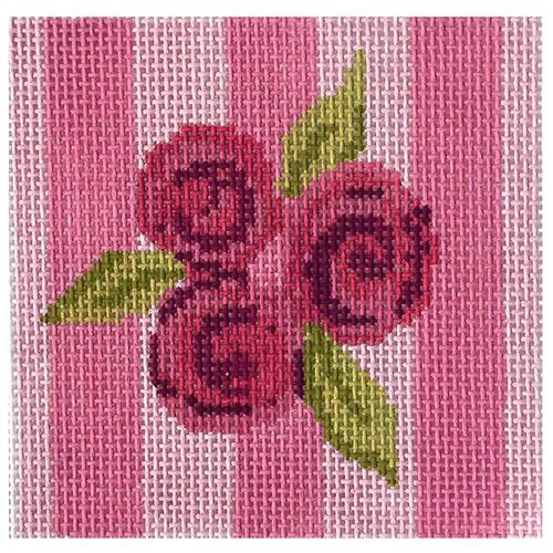 Rose on Stripes Painted Canvas The Meredith Collection