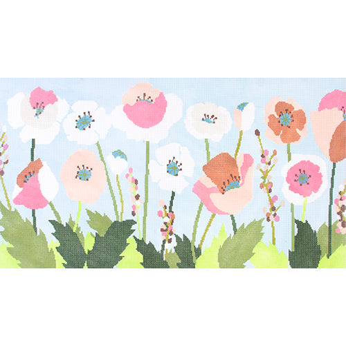 Row of Poppies Painted Canvas A Stitch in Time - 1