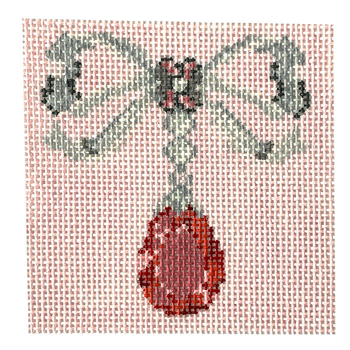 Ruby Drop Bow Brooch Painted Canvas Rachel Barri Designs - 1