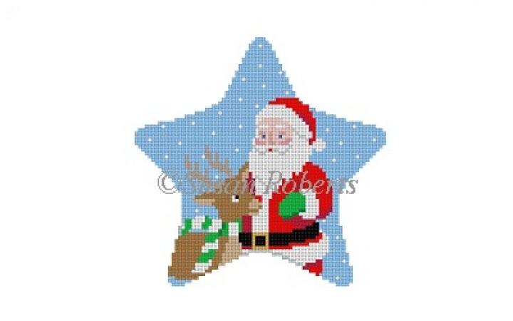 Rudolph and Santa Star Painted Canvas Susan Roberts Needlepoint Designs Inc. - 1