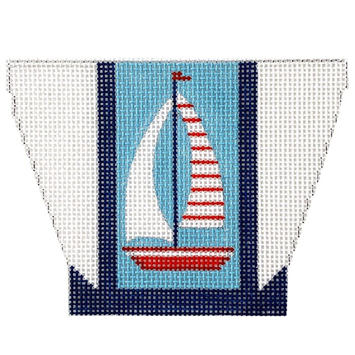 Sailboat Mini Tote Bag Painted Canvas Vallerie Needlepoint Gallery - 1