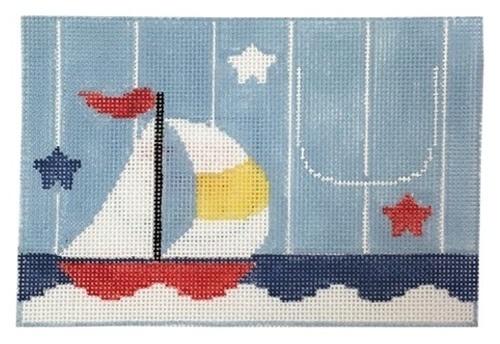 Sailboat Tooth Fairy Pillow Painted Canvas Kathy Schenkel Designs - 1