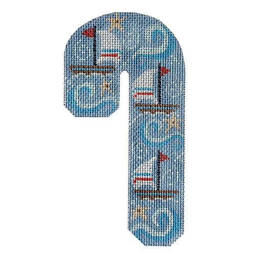 Sailing Candy Cane Painted Canvas Danji Designs - 1