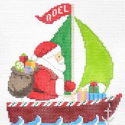 Sailing Santa Painted Canvas Susan Roberts Needlepoint Designs Inc. - 1