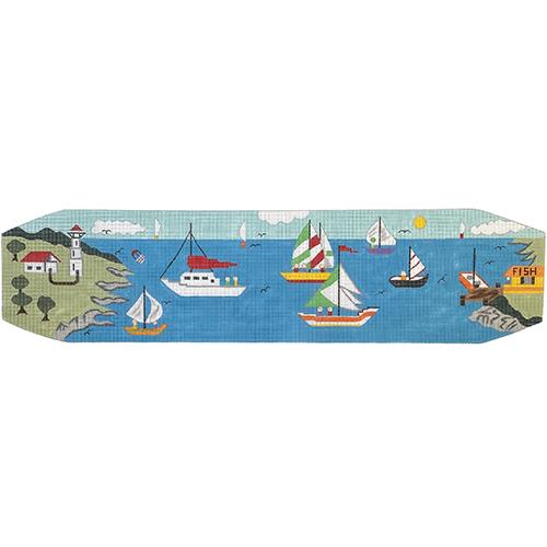 Sailing Scene Cummerbund Painted Canvas The Meredith Collection - 1