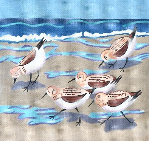 Sandpipers Painted Canvas Danji Designs - 1