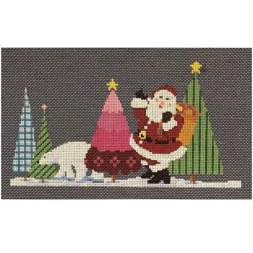 Santa and Polar Bear with Stitch Guide Painted Canvas A Stitch in Time - 1