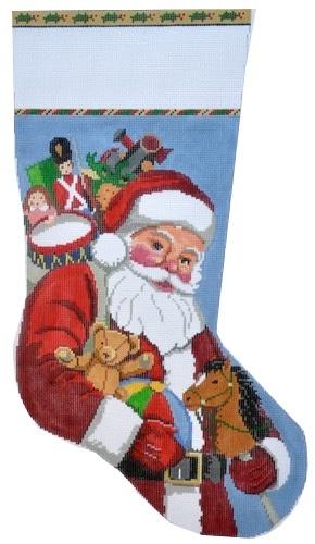 Santa Carrying Toys Stocking Painted Canvas Susan Roberts Needlepoint Designs, Inc. - 1