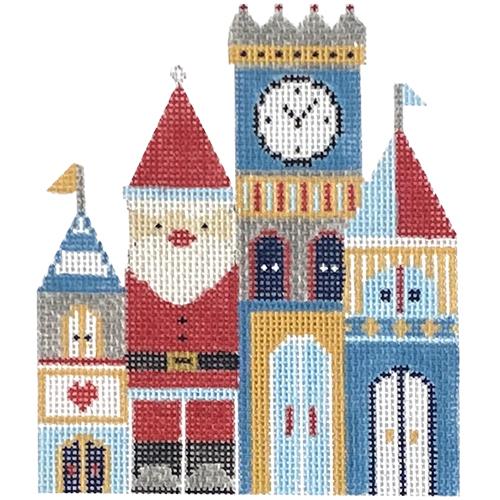 Santa Castle Ornament Painted Canvas Audrey Wu Designs - 1