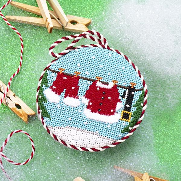Santa Clothesline Ornament Kit & Online Class Painted Canvas Alice Peterson Company - 1