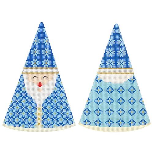 Santa Cones Blue Snowflakes Hat Painted Canvas Kirk & Bradley - 1