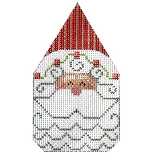 Santa Face #2 with Red Striped Hat Painted Canvas Danji Designs - 1