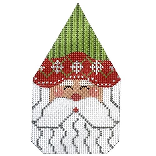 Santa Face #3 with Green Striped Hat Painted Canvas Danji Designs - 1