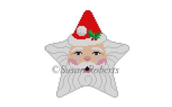 Santa Face Star Painted Canvas Susan Roberts Needlepoint Designs Inc.