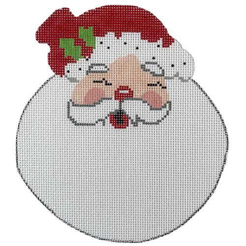 Santa Face with Big Beard Painted Canvas Silver Needle - 1