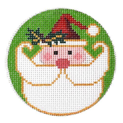 Santa Face with Holly on Hat Painted Canvas Alice Peterson Company